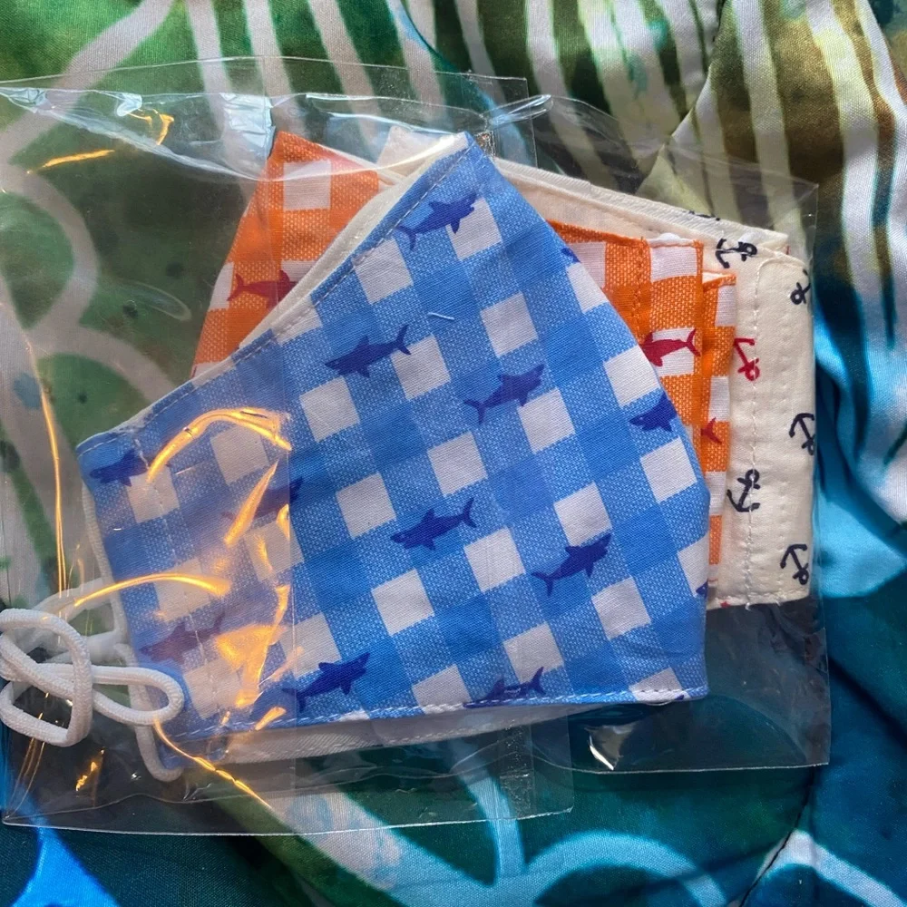 Set of Children’s Patterned Face Masks - Blue and Orange
